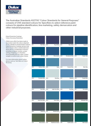 Australian Color Code Chart Other Downloads | Dulux Protective Coatings